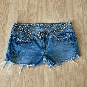 Miss Me Bling Studded Jean Shorts